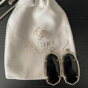Kendra Scott Large Black Danielle Earrings, with Gold